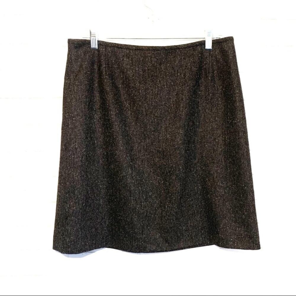 Eddie Bauer Grey Wool Silk Blend Tweed Skirt 14